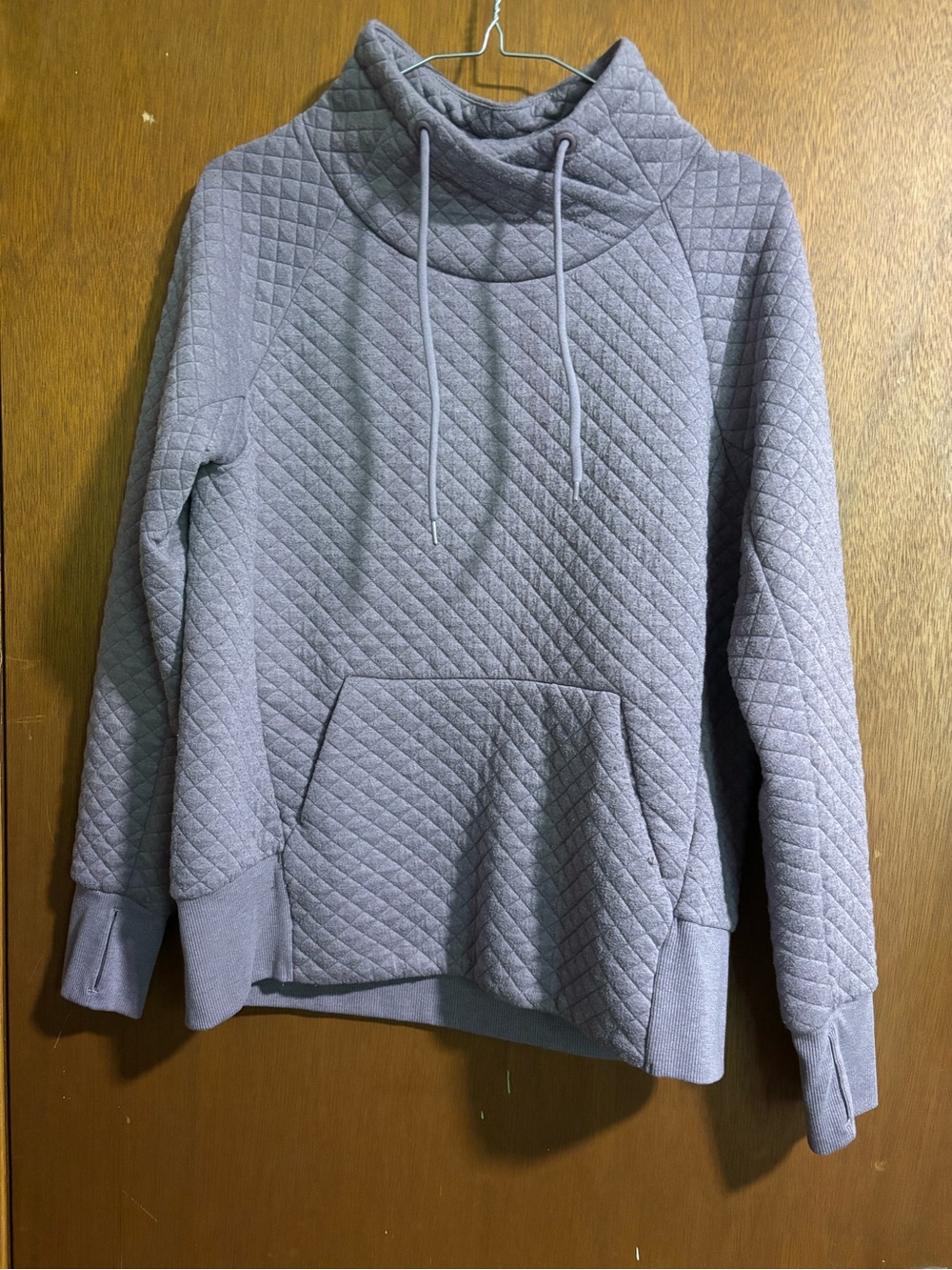 GreenTea Quilted Cowl Neck Pullover - Lavender